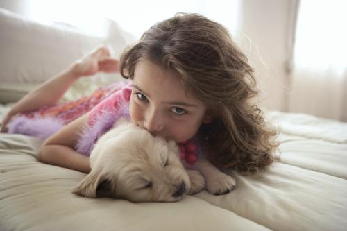 girl and dog